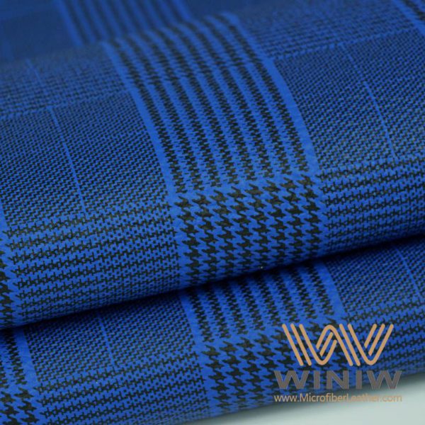Blue Plaid Microfiber Upholstery Fabric Material