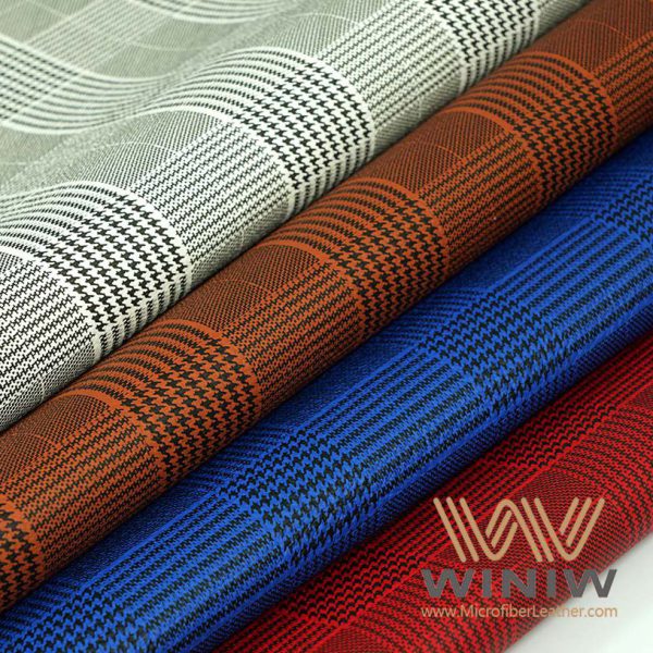 Blue Plaid Microfiber Upholstery Fabric Material