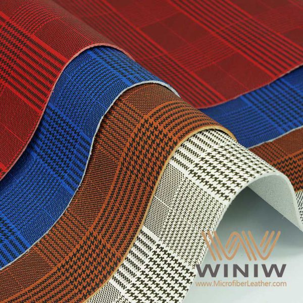 Blue Plaid Microfiber Upholstery Fabric Material