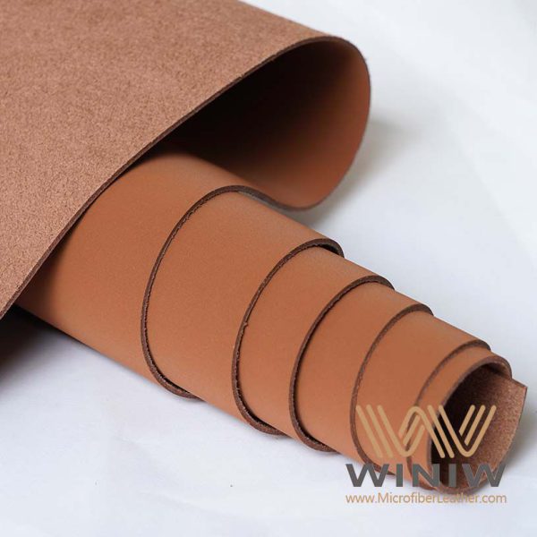 Dark Brown Waxed Faux Nubuck Lining Leather Fabric