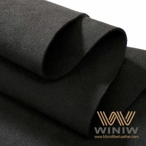 Faux Suede Black Microfiber Leather Fabric