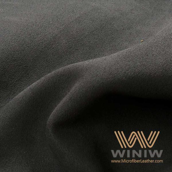 Faux Suede Black Microfiber Leather Fabric