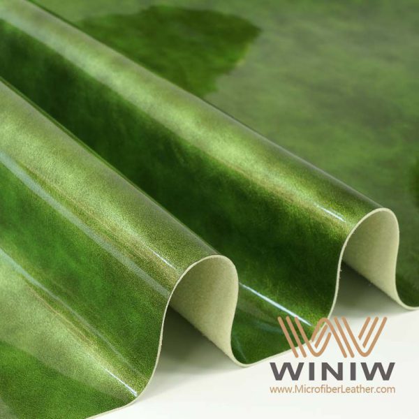 Green Patent Lamper Artificial Leather Material