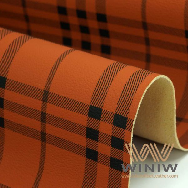 Plaid Leatherette Fabric Material For Upholstery