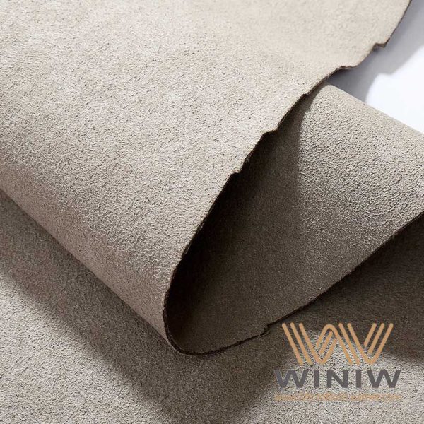 Premium Beige Nubuck Leather Automotive Micro Suede Fabric